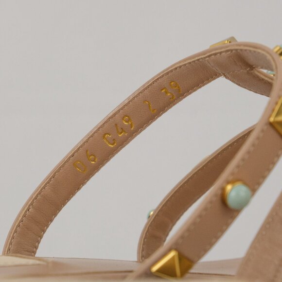 Valentino Rockstud Flat Sandal with Cabochon Stones, Rose Cannelle, EU 39 - Picture 10 of 12